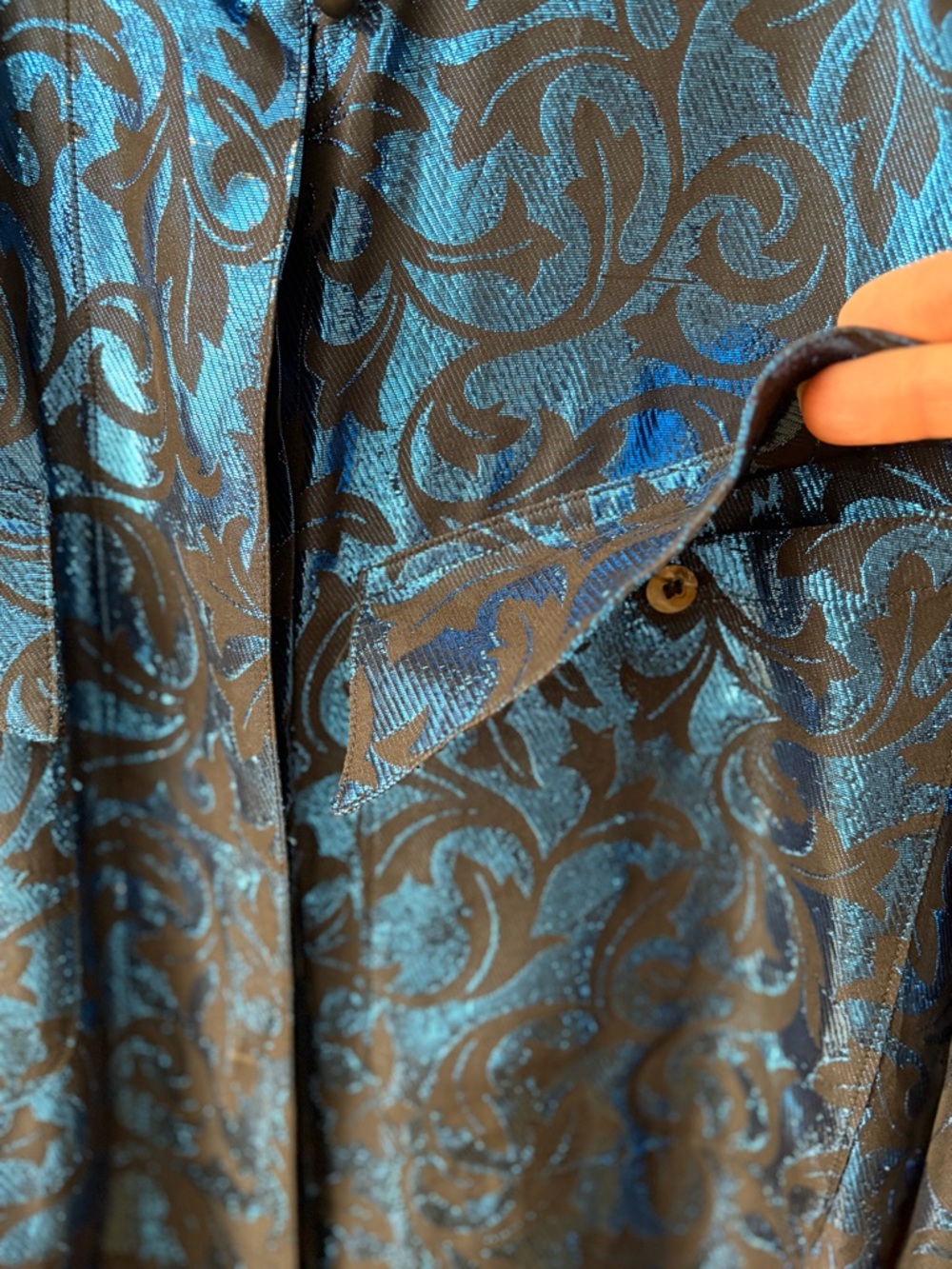 Vintage Escada Silk Blend Oversized Blouse  80s Designer Luxury Metallic Sz 40 - Picture 6 of 10